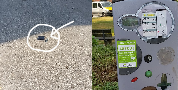 Das ist nicht im Sinne des Erfinders: Zwei Handys auf einem Parkplatz und nur einmal zahlen.