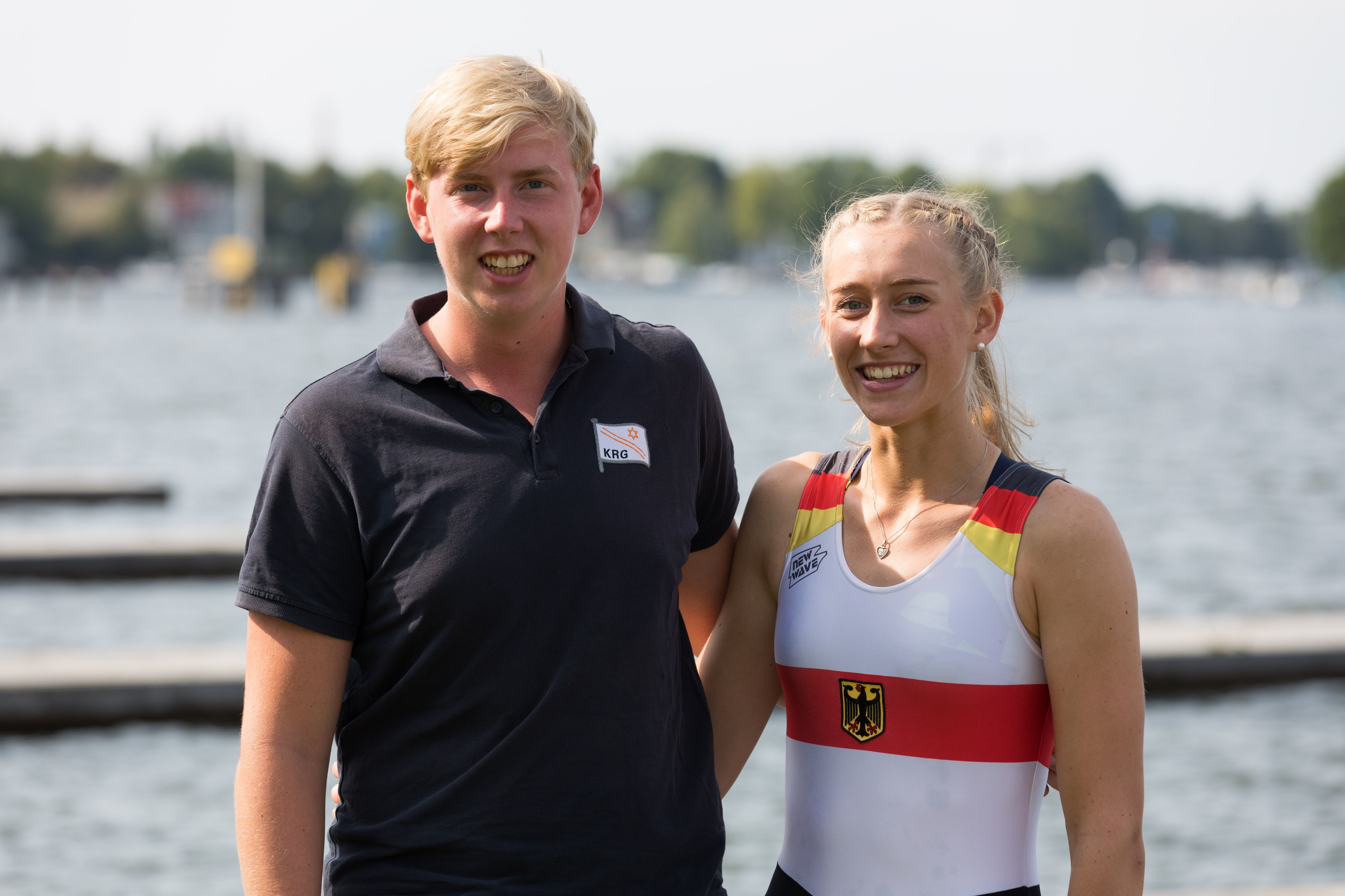 Nike Weber wird von KRG-Trainer Florian Momm unterstützt.