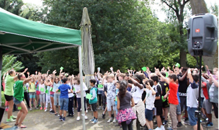 Spaß hatten rund 450 Kita- und Schulkinder beim großen Bewegungsfest im Westpark.