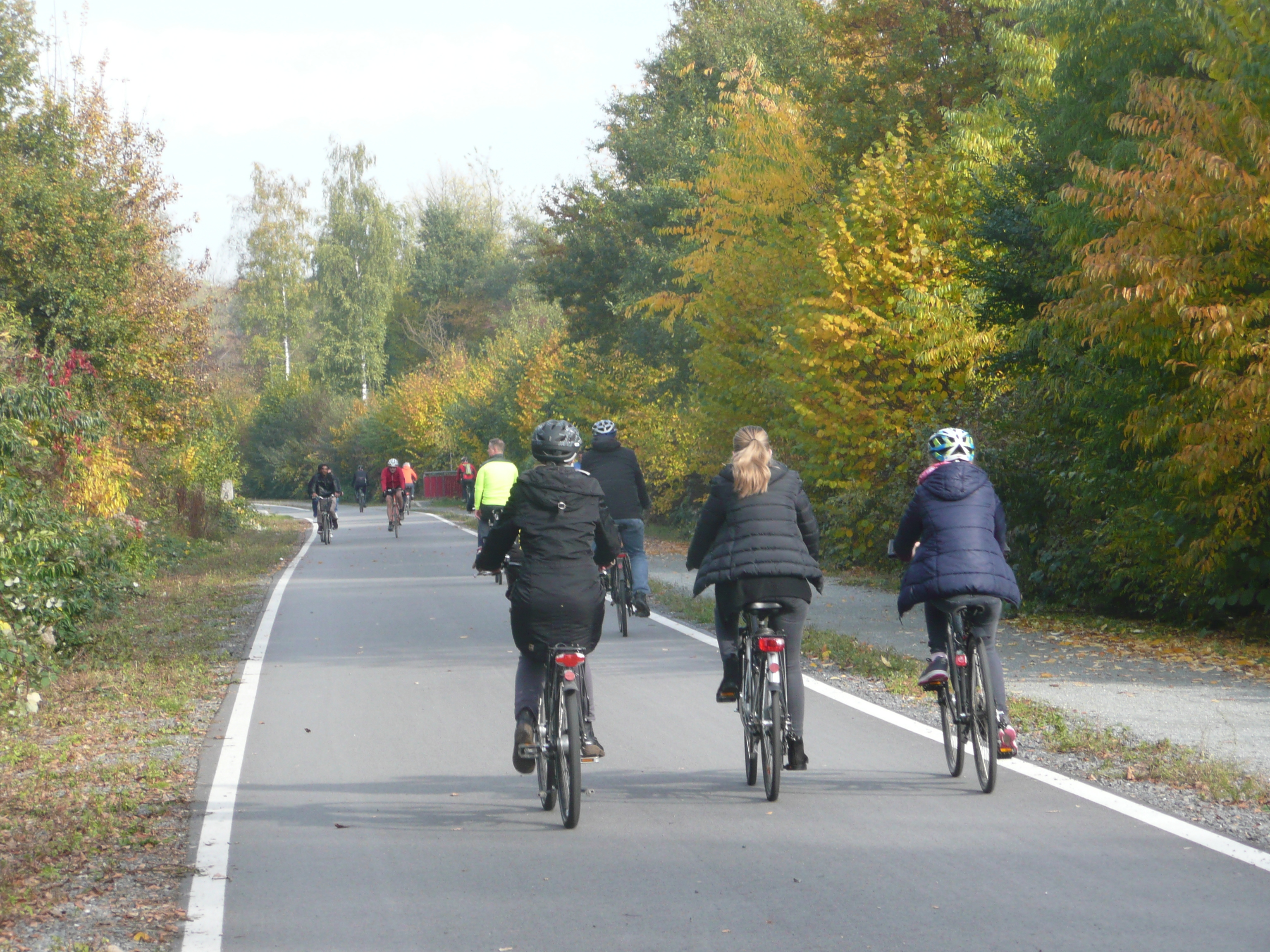 Ein bereits fertiggestellter Abschnitt des RS1 - noch führt der Radschnellweg Ruhr auf der früheren Gleistrasse der lange stillgelegten "rheinischen Bahn" nur von Mülheim-Zentrum bis zum Essener Univiertel und endet an der Gladbecker Straße.