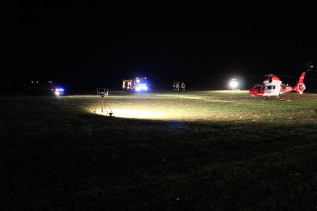 Ausleuchtung des Landeplatzes.
