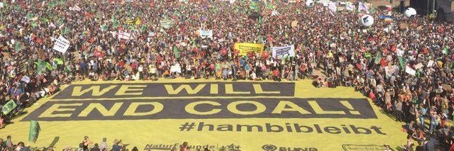 Die Kundgebung am Hambacher Wald für das Ende der Braunkohle