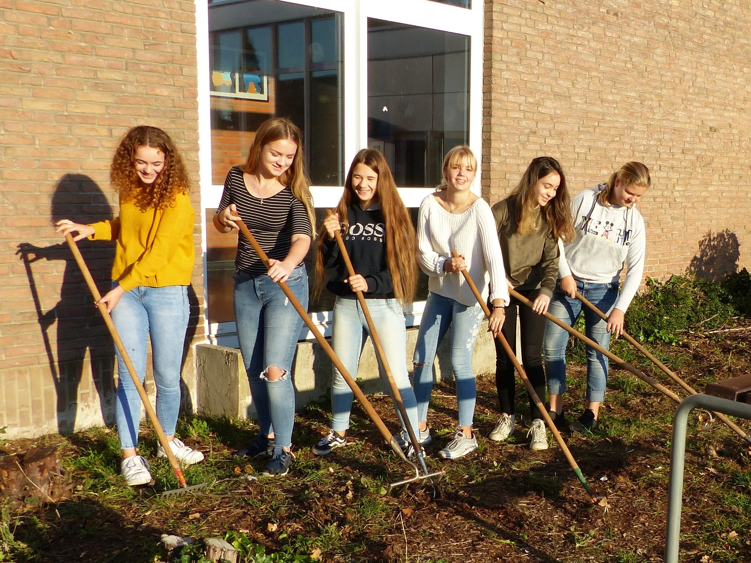Auch ein Projekt: Praktische Gartenarbeit zur Verschönerung des Schulgeländes.