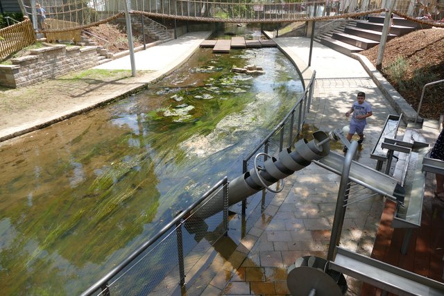 Fluss Falza mit einer archimedischen Schraube