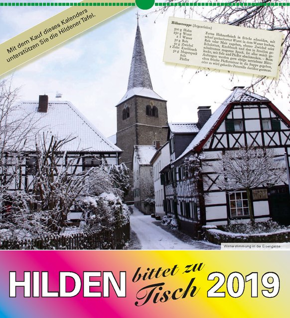 Ganz neu im Programm: "Hilden bittet zu Tisch 2019" mit aktuellen Motiven und Kochrezepten.