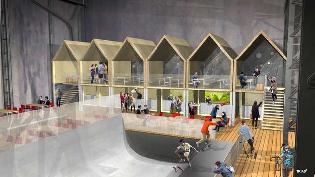 Der "Foodcourt" - ein Treffpunkt zum Begegnen, Austauschen und Spaß haben. Grafik: TRIAD