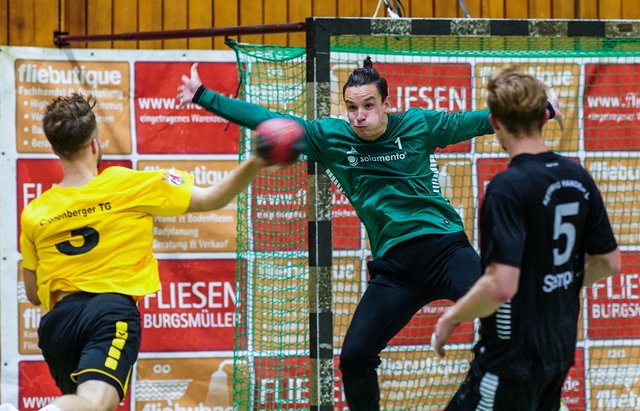 In den entscheidenden Momenten wusste Keeper Dominik Sieberin immer eine Antwort.
Foto: Gohl