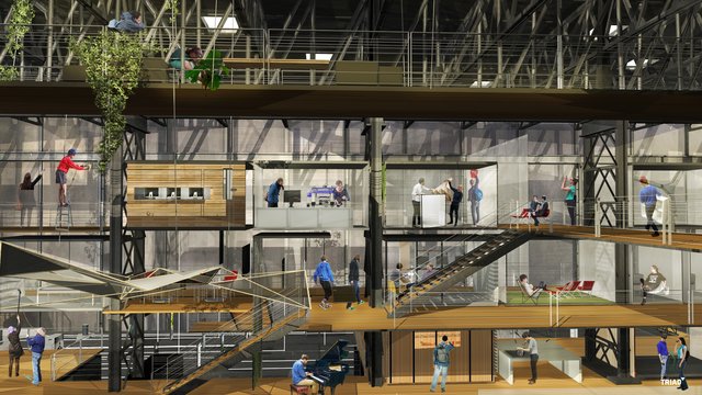 Die Berliner Projektgesellschaft TRIAD hat die mögliche Umsetzung in interessanten Simulationen dargestellt. Hier werden zum Beispiel in "Boxen" Einblicke in die unterschiedlichsten Berufsfelder gegeben. Grafik: TRIAD