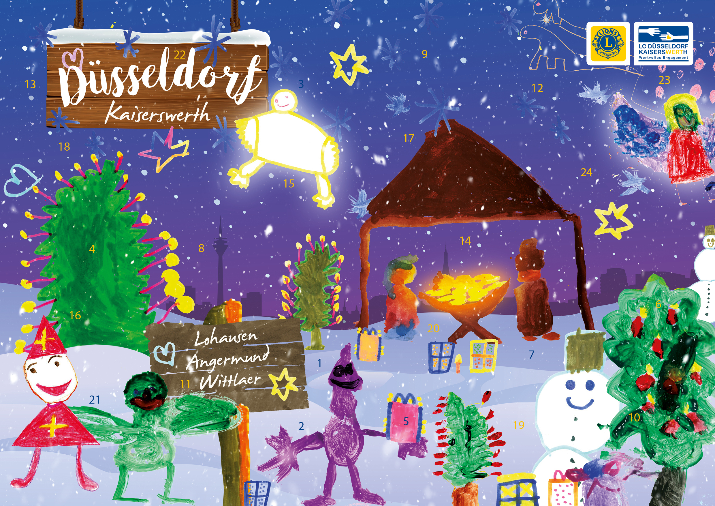Das Cover des Kalenders wurde erneut von den Vorschulkindern des katholischen St. Suitbertus Kindergartens Kaiserswerth gestaltet.