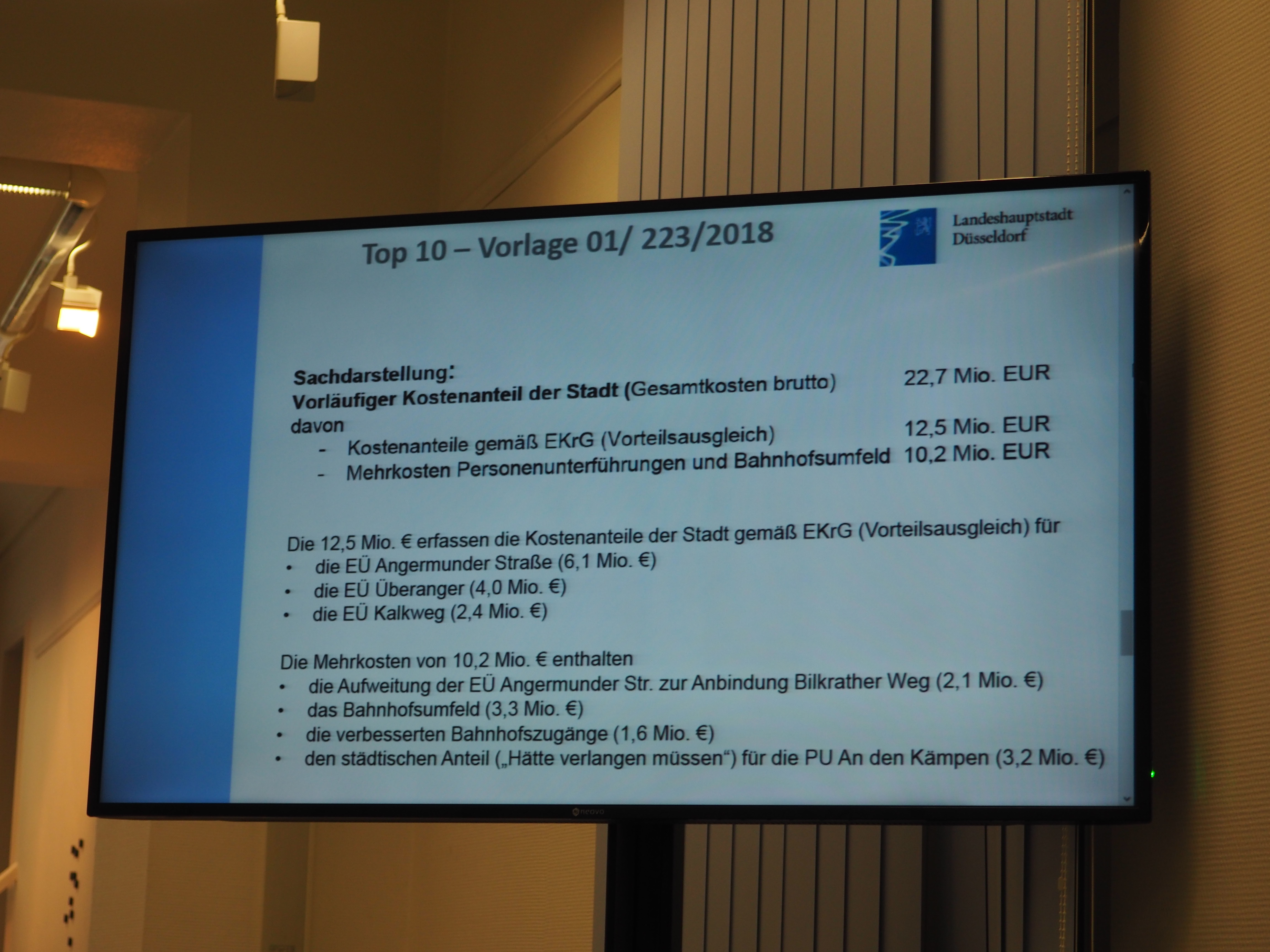 Aufstellung der geschätzten Kosten.