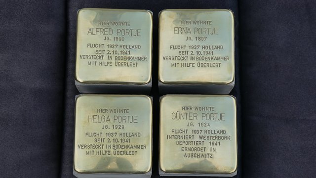 Stolpersteine für die Familie des Metzgermeisters Alfred Portje.