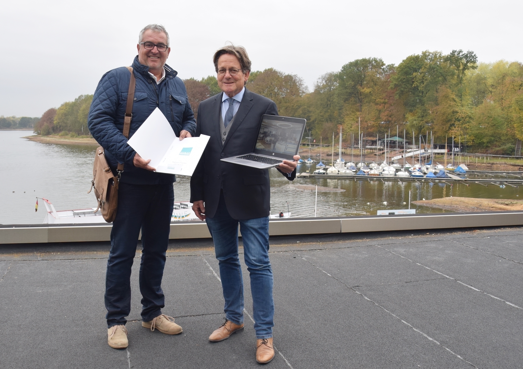 Carsten Knepper (l.) und Benno Schrief stellten bei einem Pressetermin vor Ort das Konzept des "Seeblick" vor.