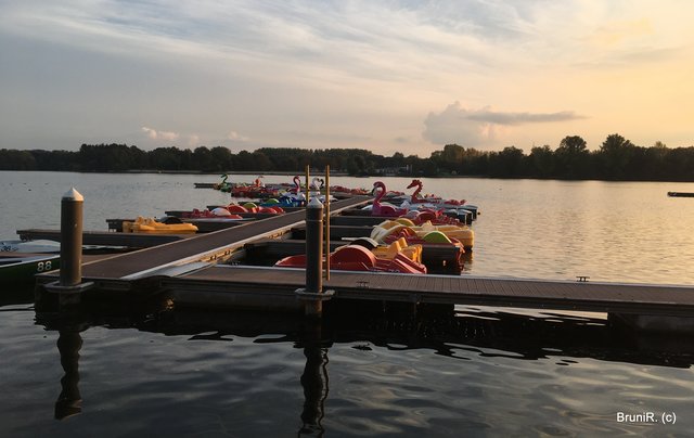 Da liegen die Tretboote...