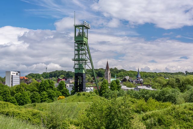 Förderturm Erin vor der Castrop-Rauxeler Innenstadt