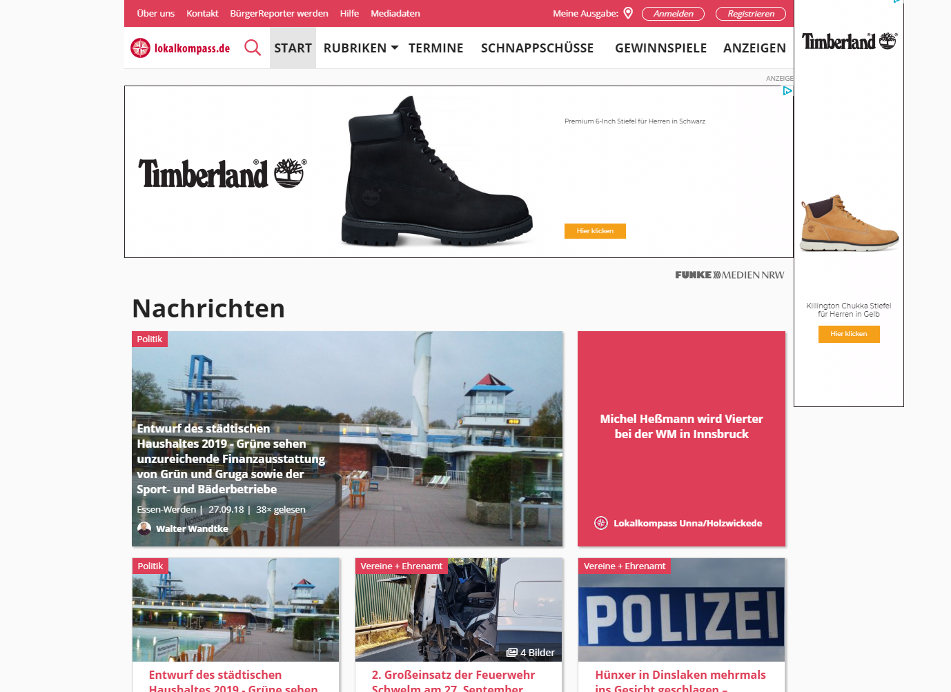 So wird die Startseite unseres neuen Internetportals www.lokalkompass.de aussehen. Foto: Screenshot