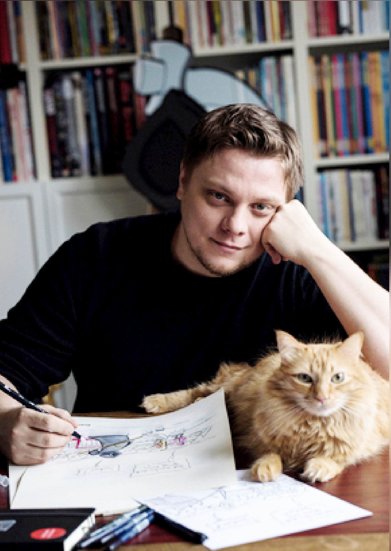 Katzenfan Michael Holtschulte begeistert mit seinen tierischen Live-Cartoons. Foto: Sabrina Didschuneit