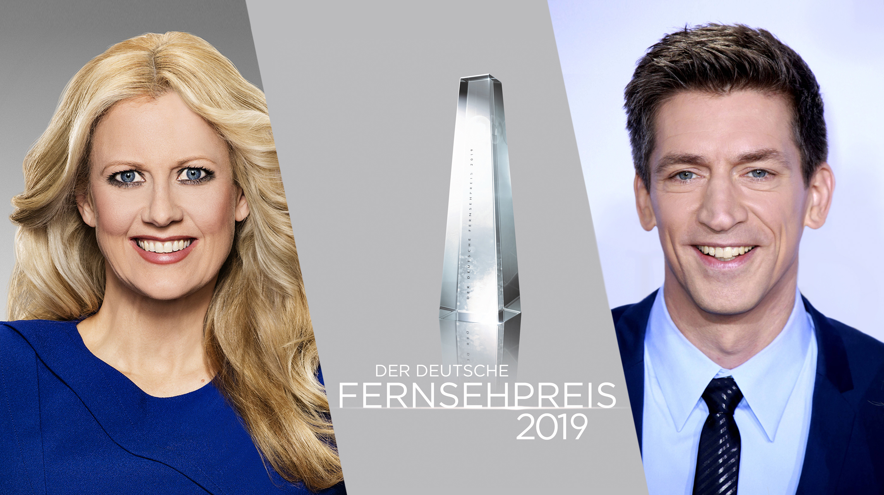 Die Moderatoren des Deutschen Fernsehpreises 2019: Barabara Schöneberger (l.) und Steffen Hallaschka (r.)