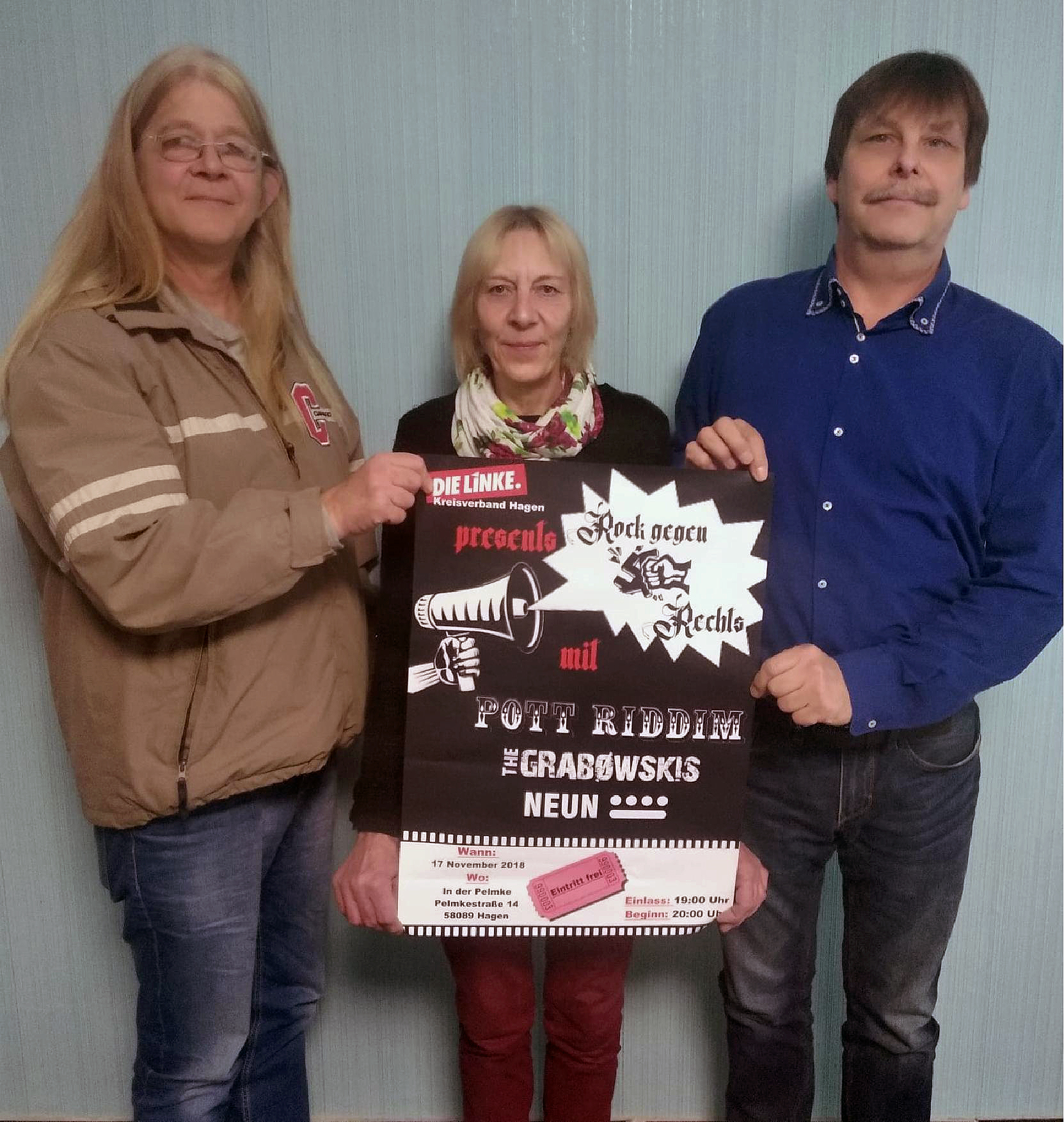 Der Vorstand der Linken in Hagen freut sich auf viele Besucher, die Farbe bekennen.