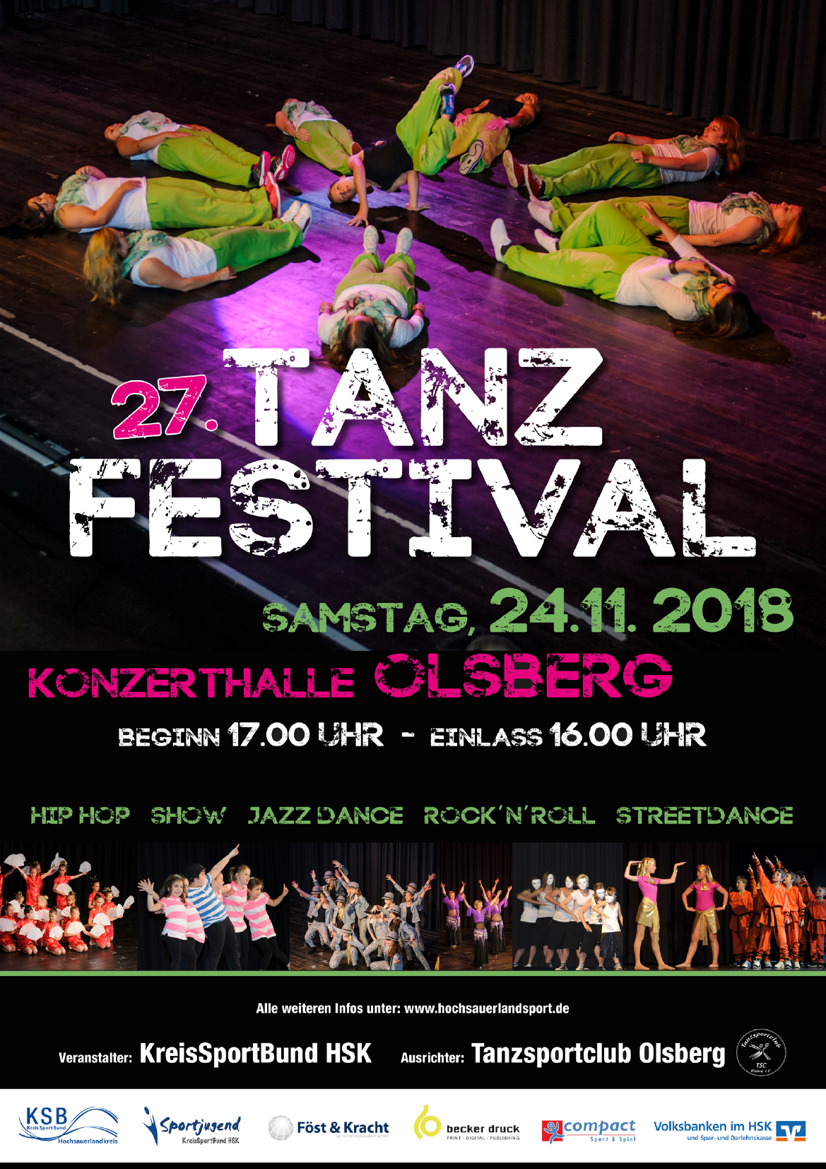 Am Samstag, 24. November, findet das diesjährige HSK-Tanzfestival in Olsberg statt.