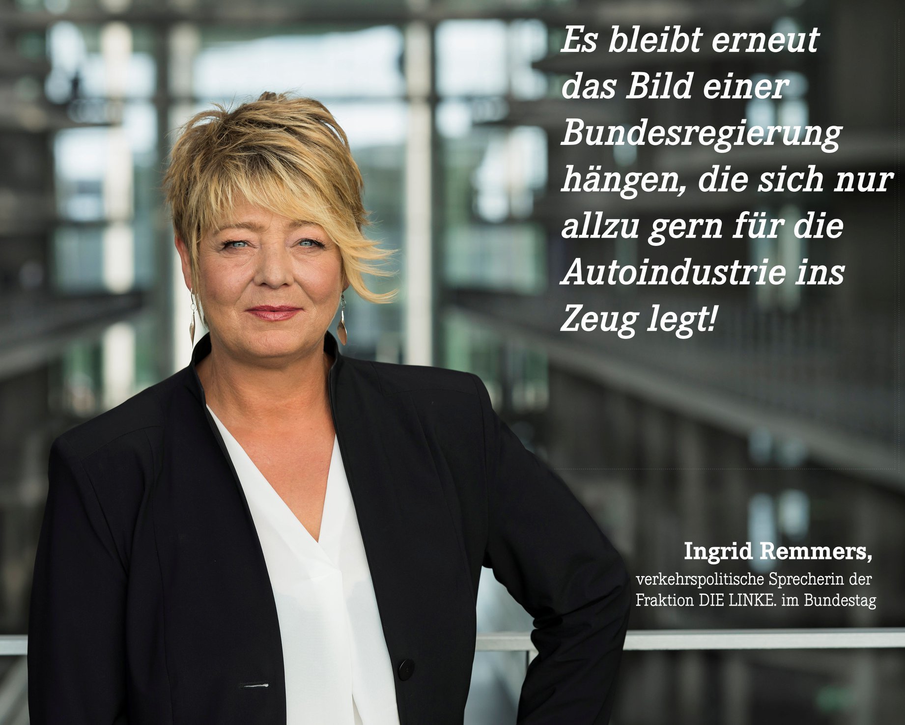 „Alle Ergebnisse der bisherigen Diesel-Gipfel der Bundesregierung laufen nur darauf hinaus, dass die Kunden zahlen und die Autokonzerne kassieren dürfen“, so die Einschätzung von Ingrid Remmers, Verkehrspolitische Sprecherin der LINKEN im Bundestag.