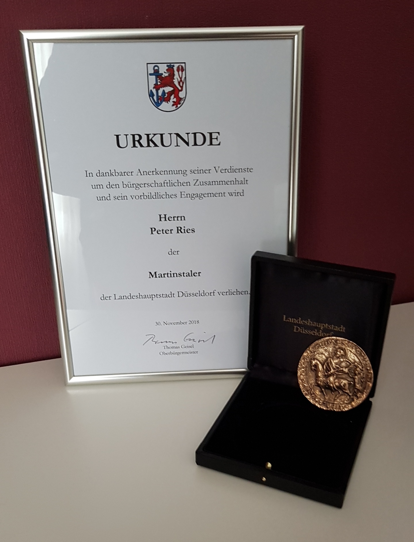 Urkunde und Martinstaler