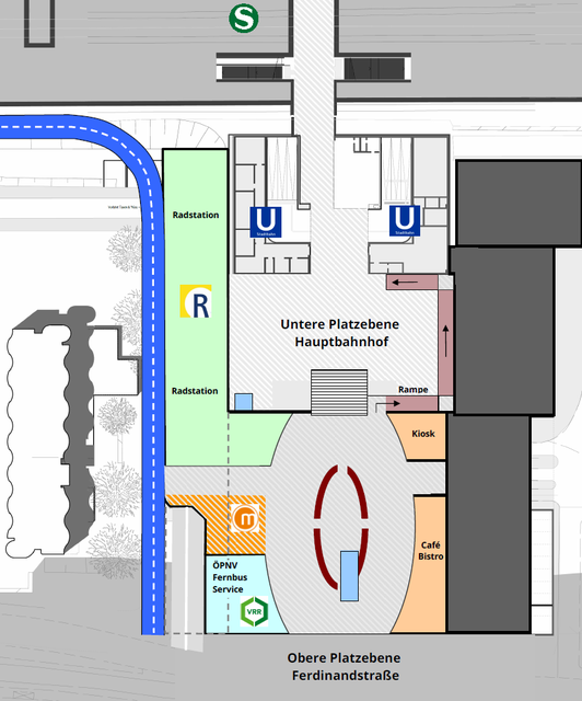 Mobilitätsstation, obere Ebene, Höhe Ferdinandstraße