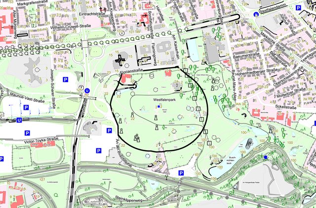 Der Evakuierungsradius im Westfalenpark.