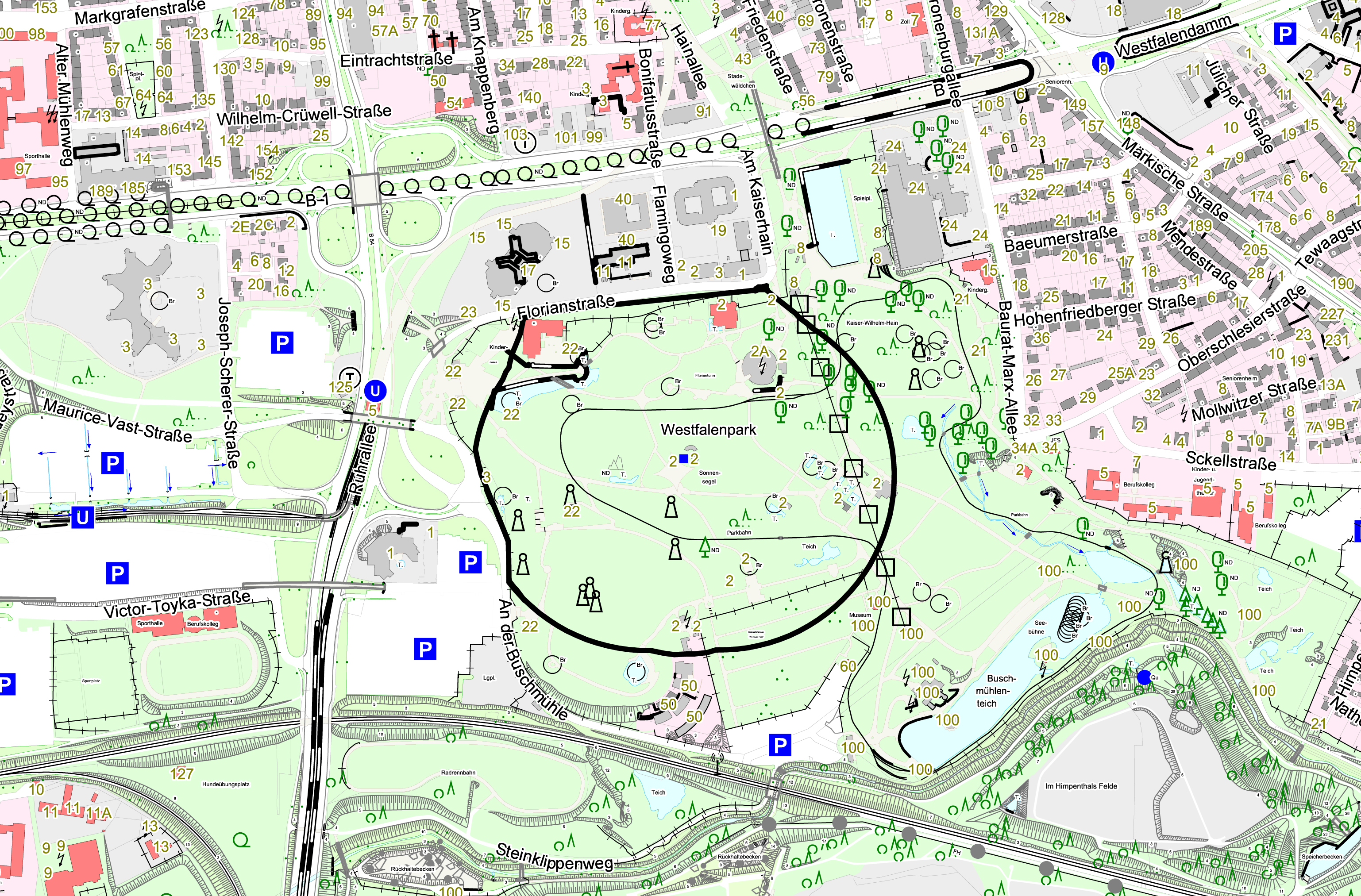 Der Evakuierungsradius im Westfalenpark.
