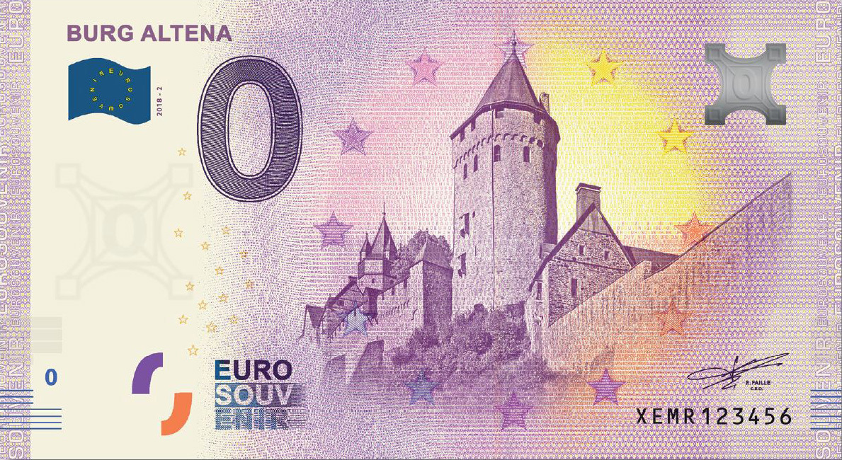 So sieht der neue 0-Euro-Schein mit dem Motiv der Burg Altena aus. Foto: pmk