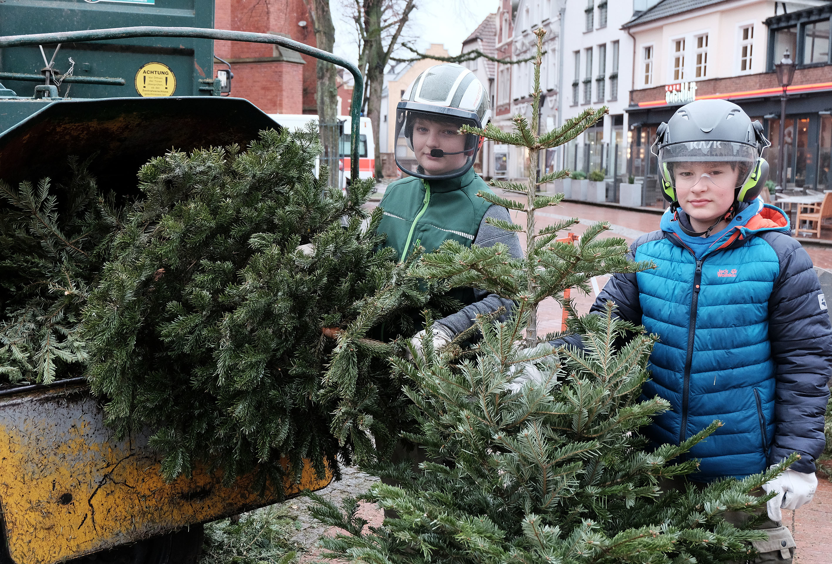 Mit großen Appetit und ebenso großem Getöse verschlang der Schredder Baum für Baum. Foto: Pieper