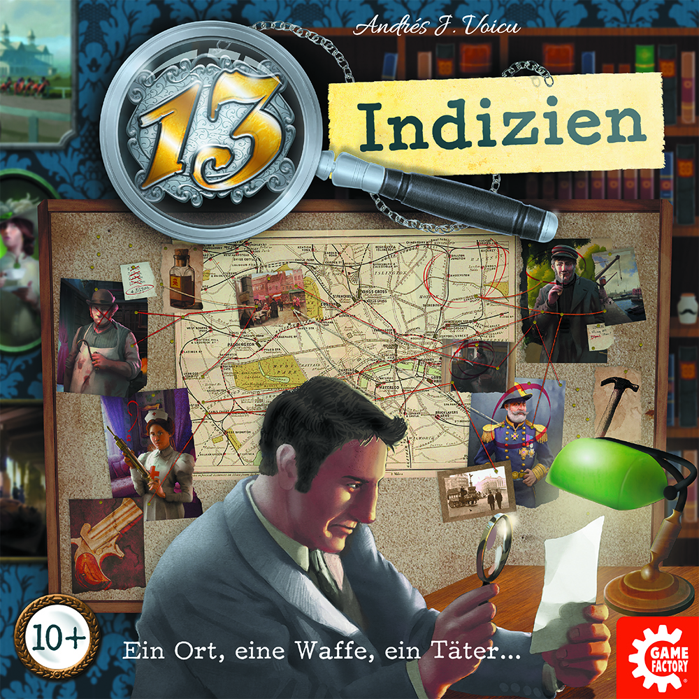 13 Indizien ist ein anspruichsvolles Krimipuzzle für ältere Spieler.