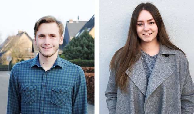 Benedikt Lechtenberg (Vorsitzender der Jusos Kreis Wesel) und Lisa Neuhausmann (Vorsitzende der Jusos Moers).