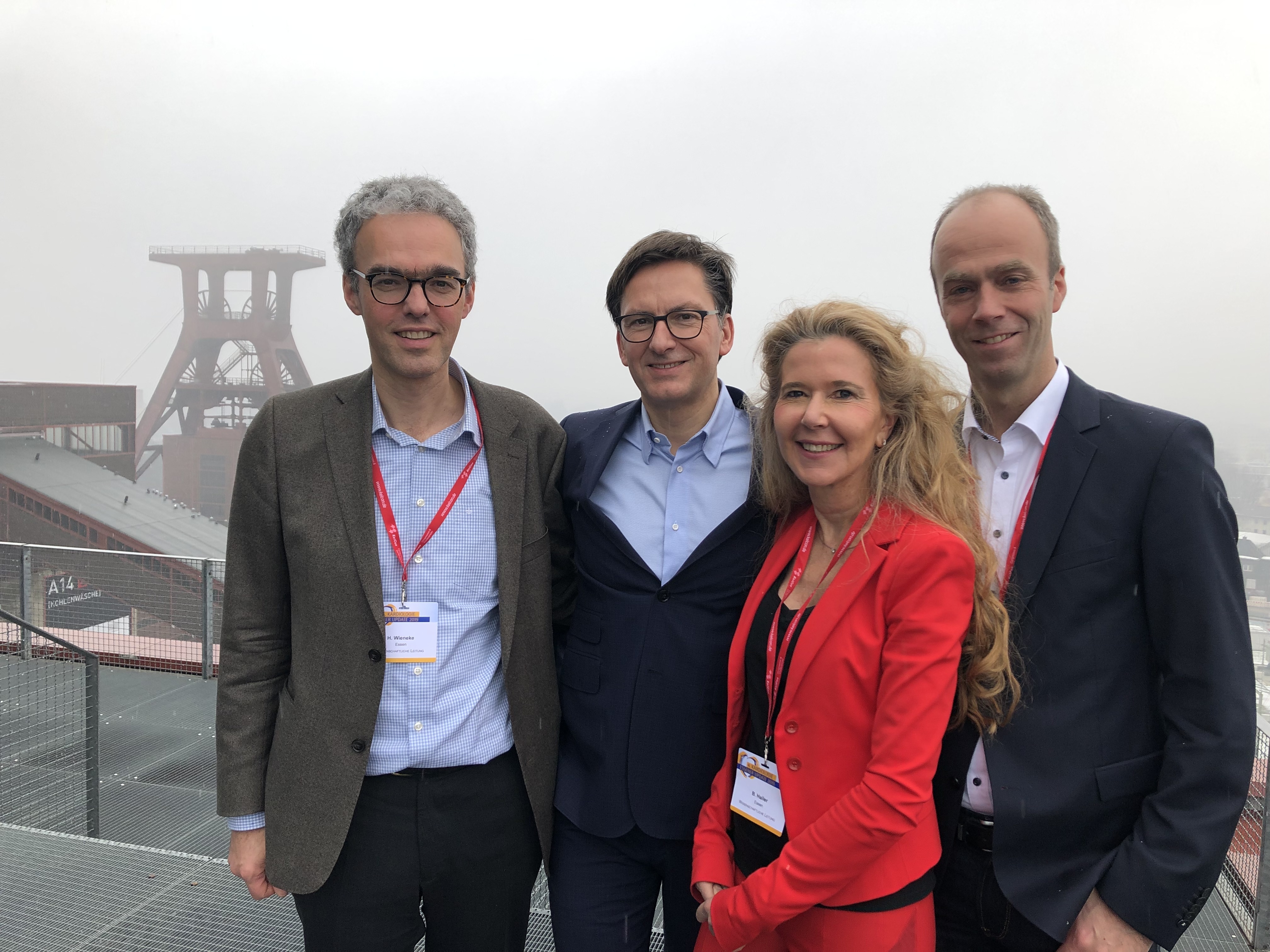 Die Gastgeber des 4. Essener Kardiologie Update 2019: (v.l.) Prof. Heinrich Wieneke,, PD Dr. Oliver Bruder, Direktor der Kliniki für Kardiologie und Angiologie, Dr. Thomas Schmitz und Prof. Birgit Hailer, CHefärzte im Herz- und Gefäßzentrum.