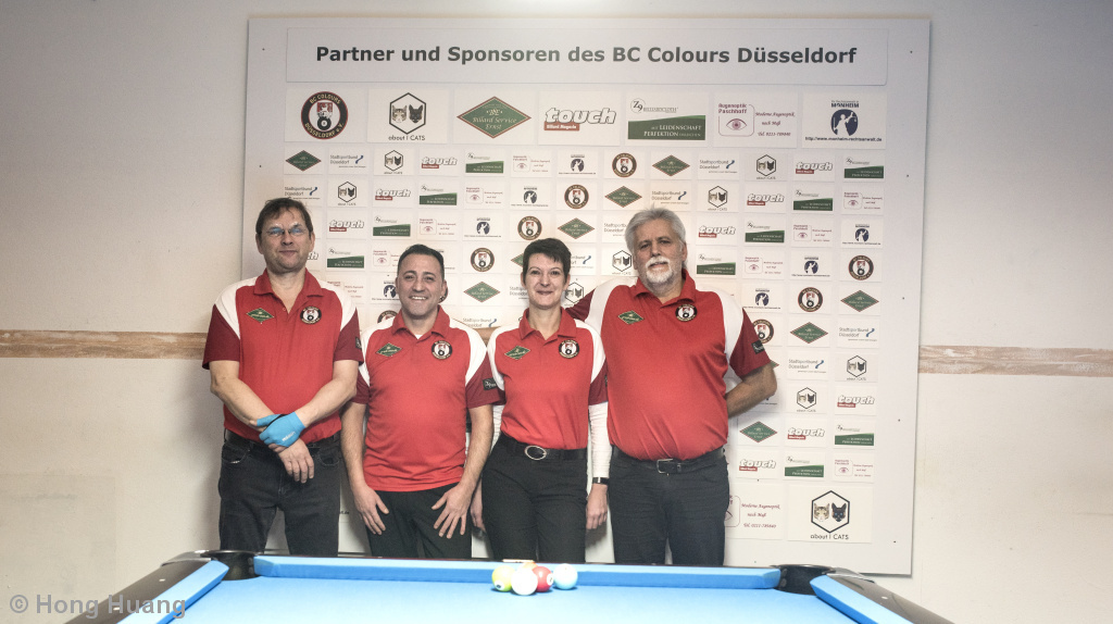 BC Colours Düsseldorf 2: Harald Heller, Bülent Bülbül, Michaela Schorn und Raimund Kluske