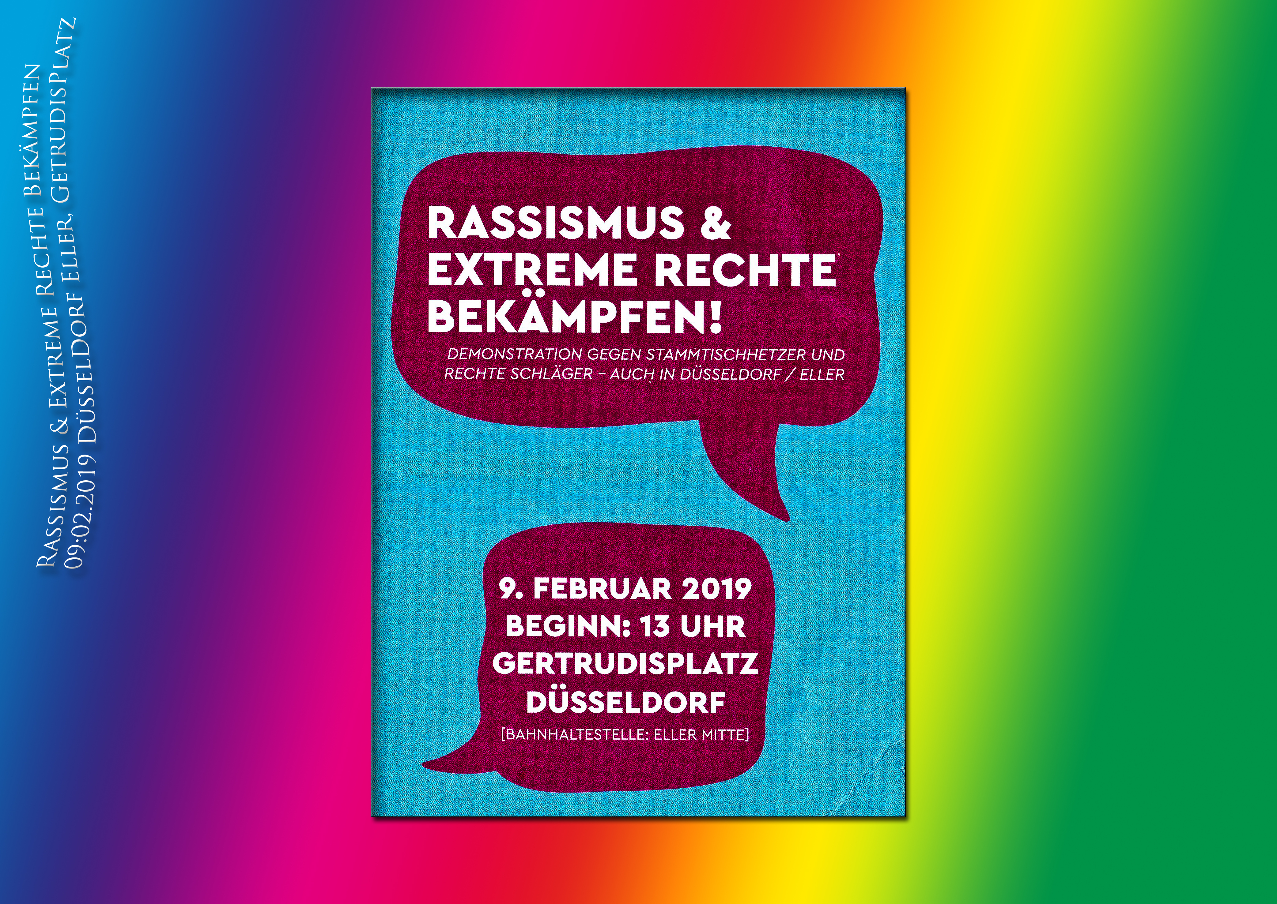 Rassismus & Extreme Rechte Bekämpfen
09.02.2019 Düsseldorf Eller, Gertrudisplatz
- Der Aufruf zum Protest -