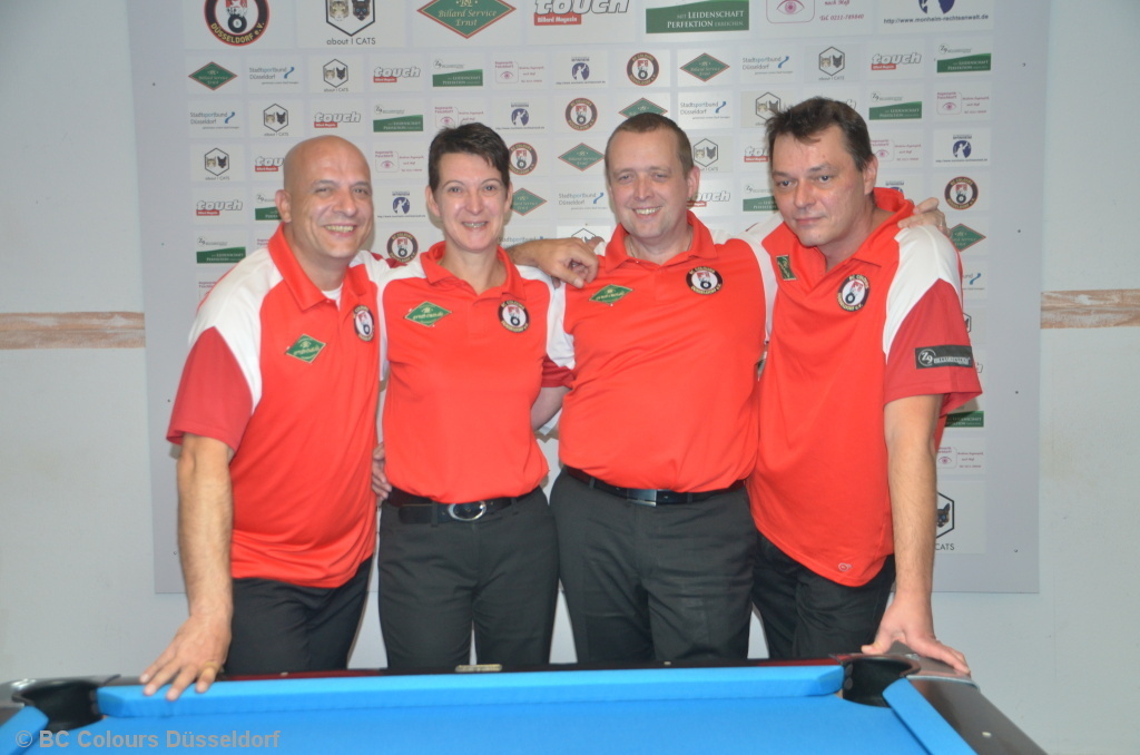 Die 3. Mannschaft des BC Colours Düsseldorf: Carsten Sliwka, Michaela Schorn., Michael Stahl und Michael Knirim
