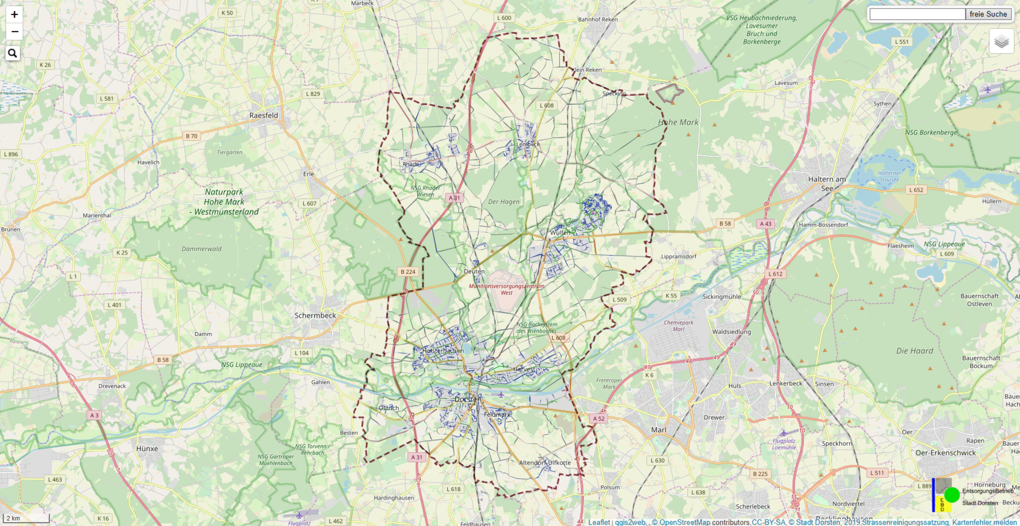 Serviceangebot der Stadt Dorsten: Interaktive Karte zur