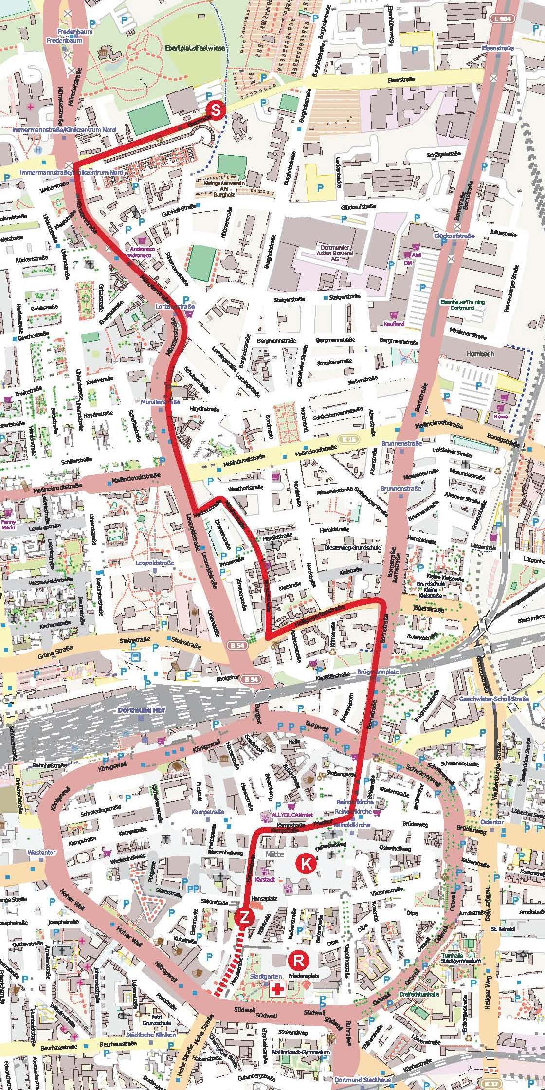 Wegen der Baustelle am Ostwall führt der Umzug von der Bornstraße aus über den Wall direkt in die Kuckelke und hinter der Reinoldikirche vorbei über die Kamp- zur Hansastraße.