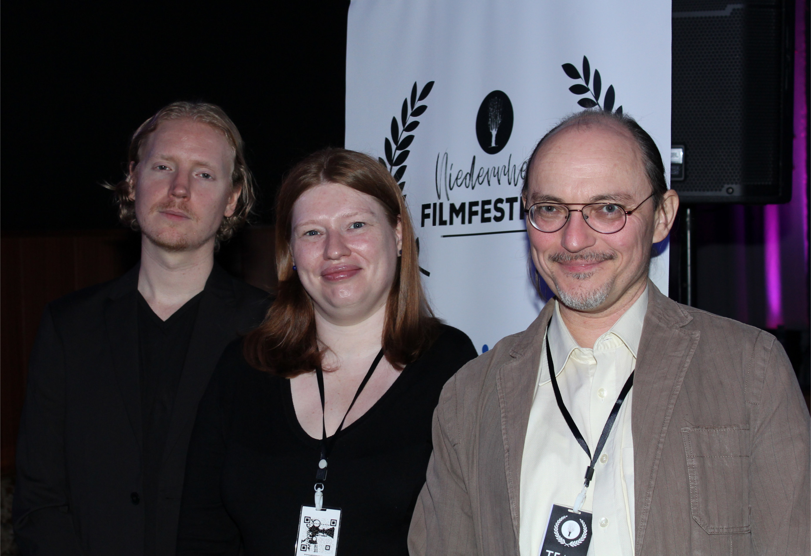 Staphan Hanf, Nicole Bach und Manuel Kodrun präsentierten stellvertretend für den Verein Filmkultur am Niederrhein die neusten Infos