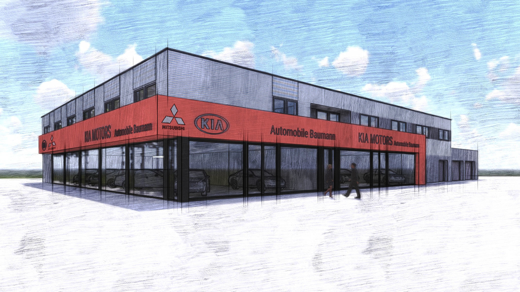 So wird sich das bekannte Autohaus an der Marler Straße in Dorsten bald präsentieren. Dafür sorgt das Architekturbüro Thieken.