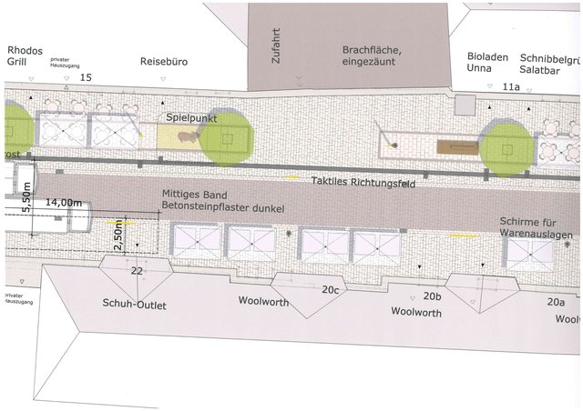 Einer der Entwürfe für den Neubau der Fußgängerzone Massener Straße.
