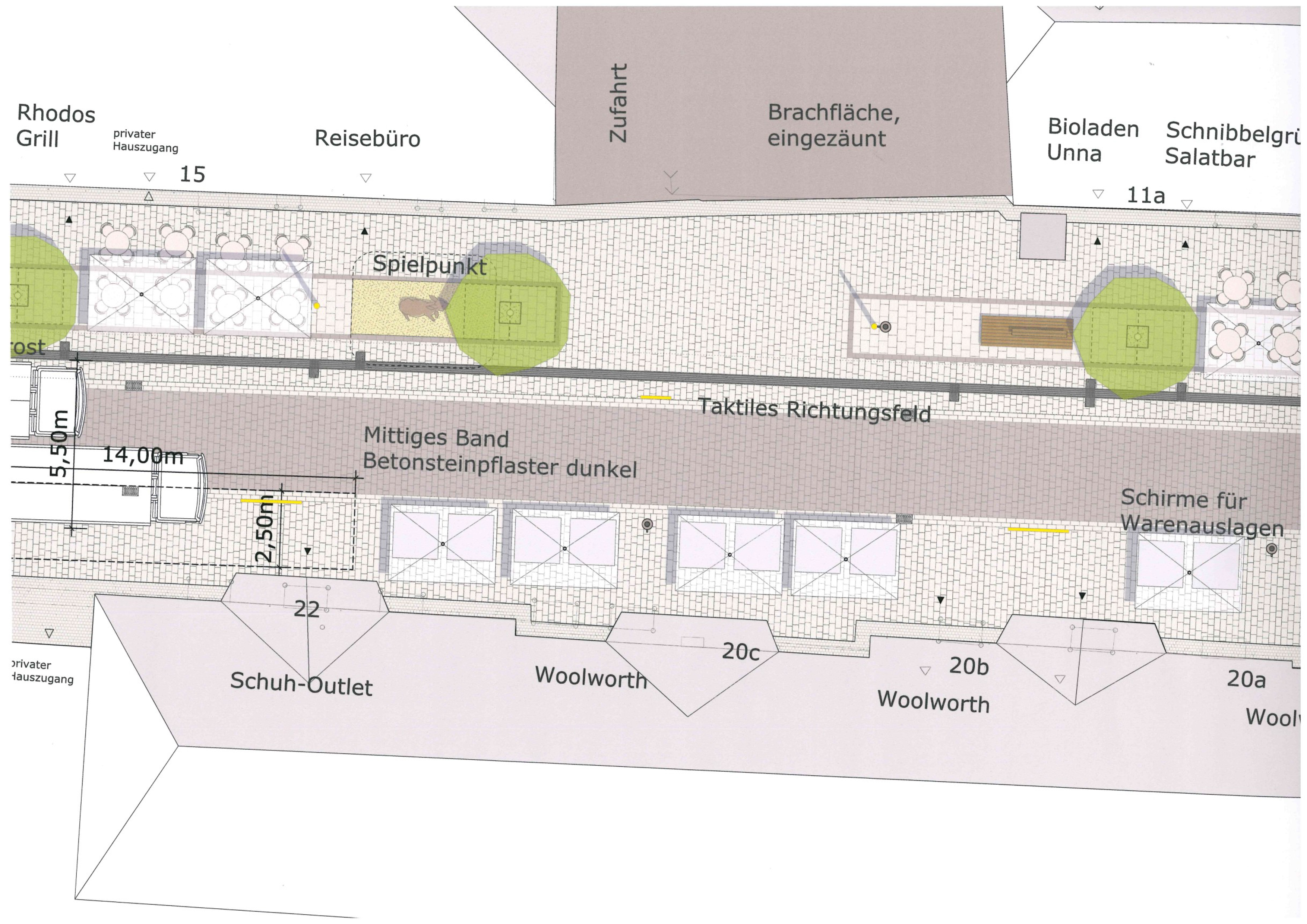 Einer der Entwürfe für den Neubau der Fußgängerzone Massener Straße.