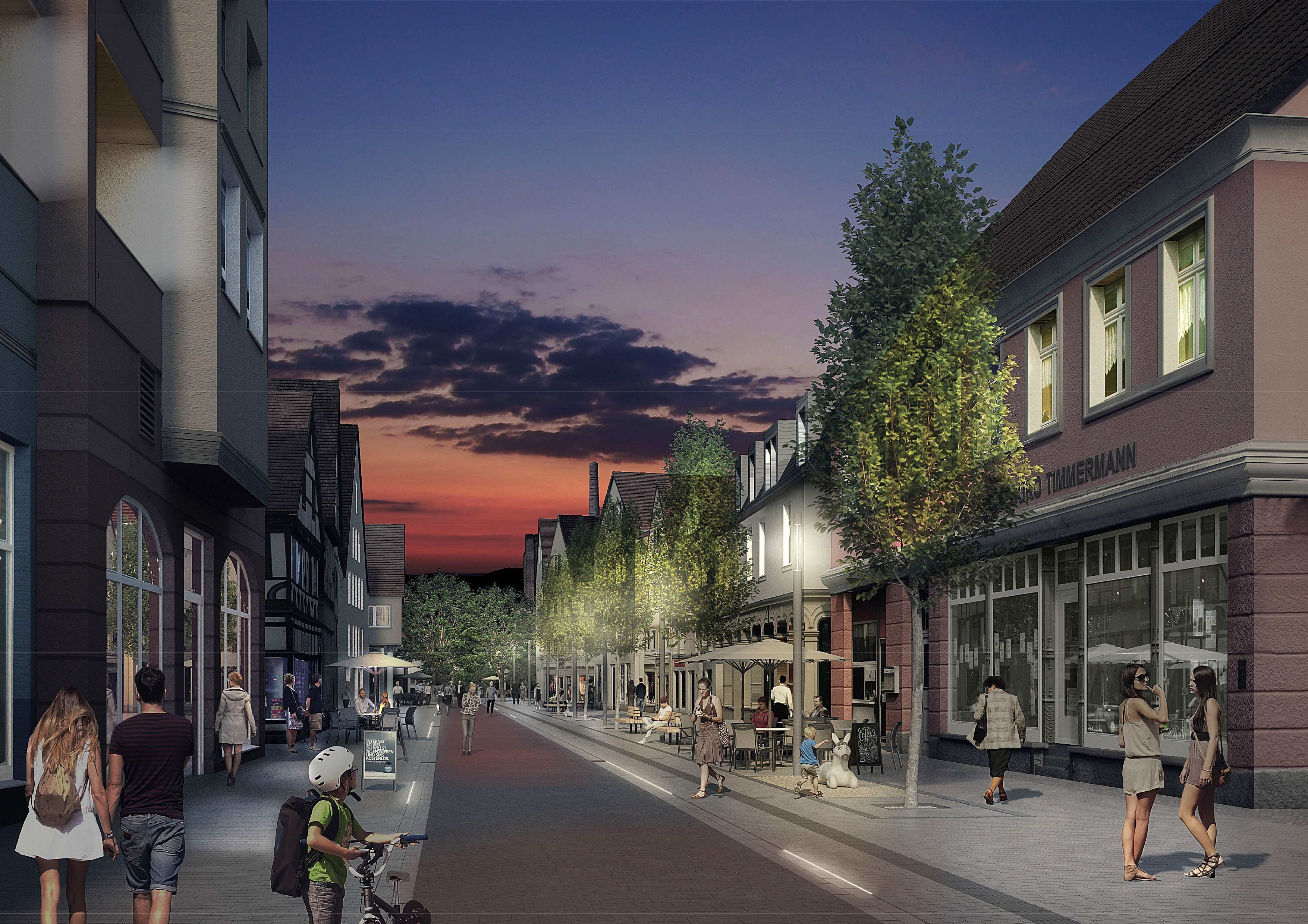 So könnte die Massener Straße künftig bei Nacht aussehen.