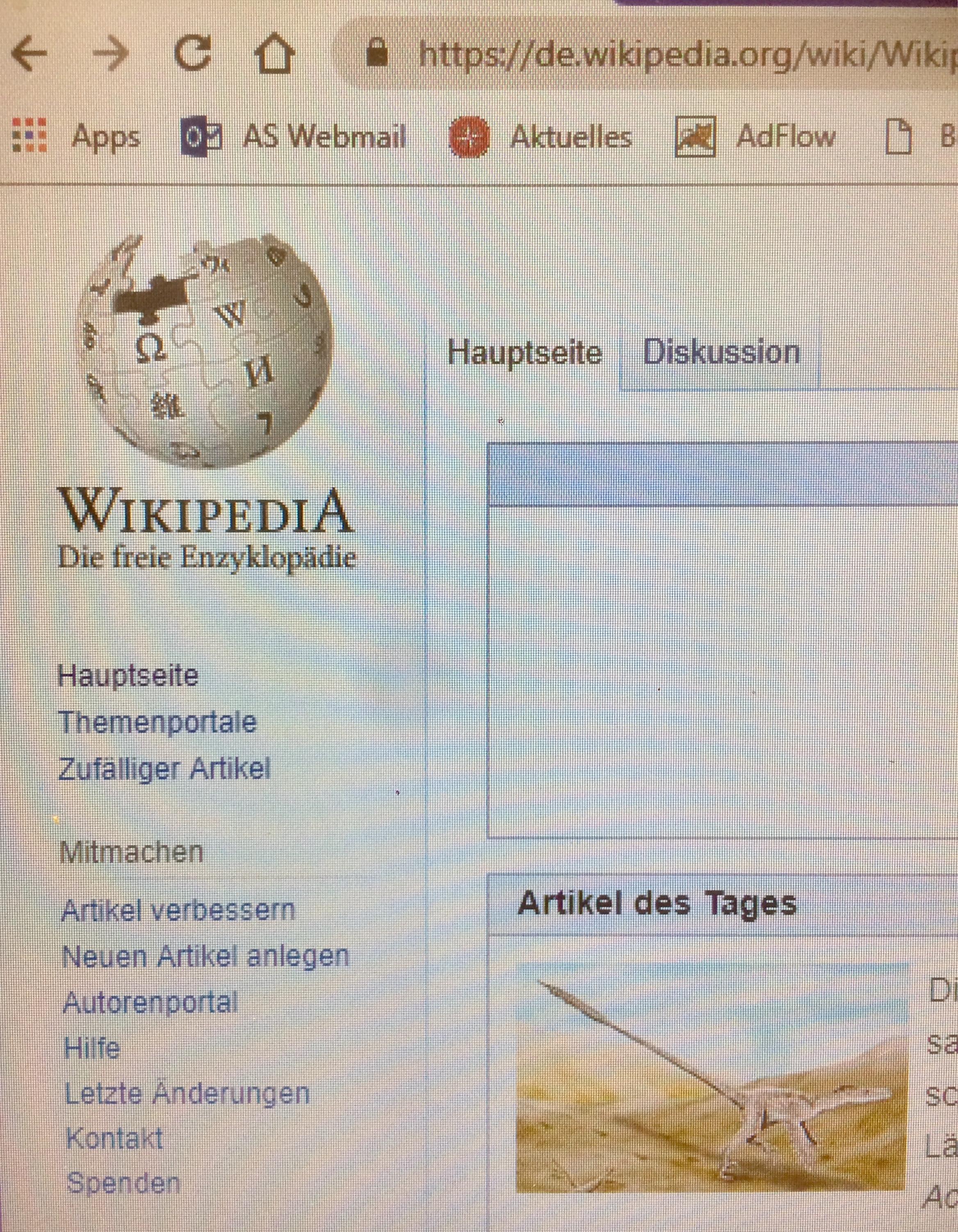 Symbolfoto/Screenshot Wikipedia Startseite