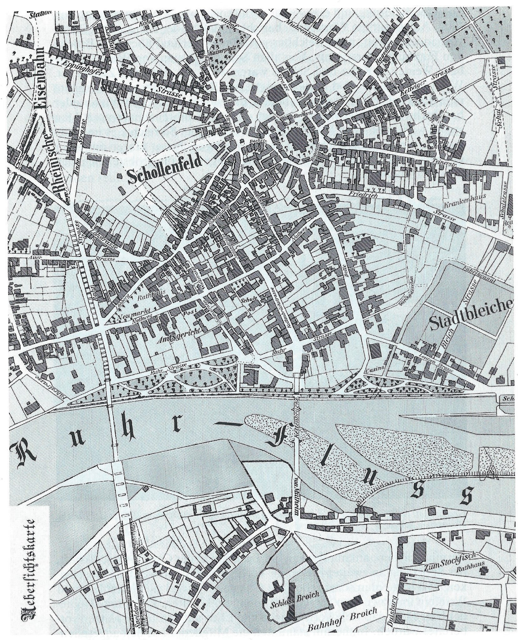 1885 Übersichtskarte Mülheim an der Ruhr