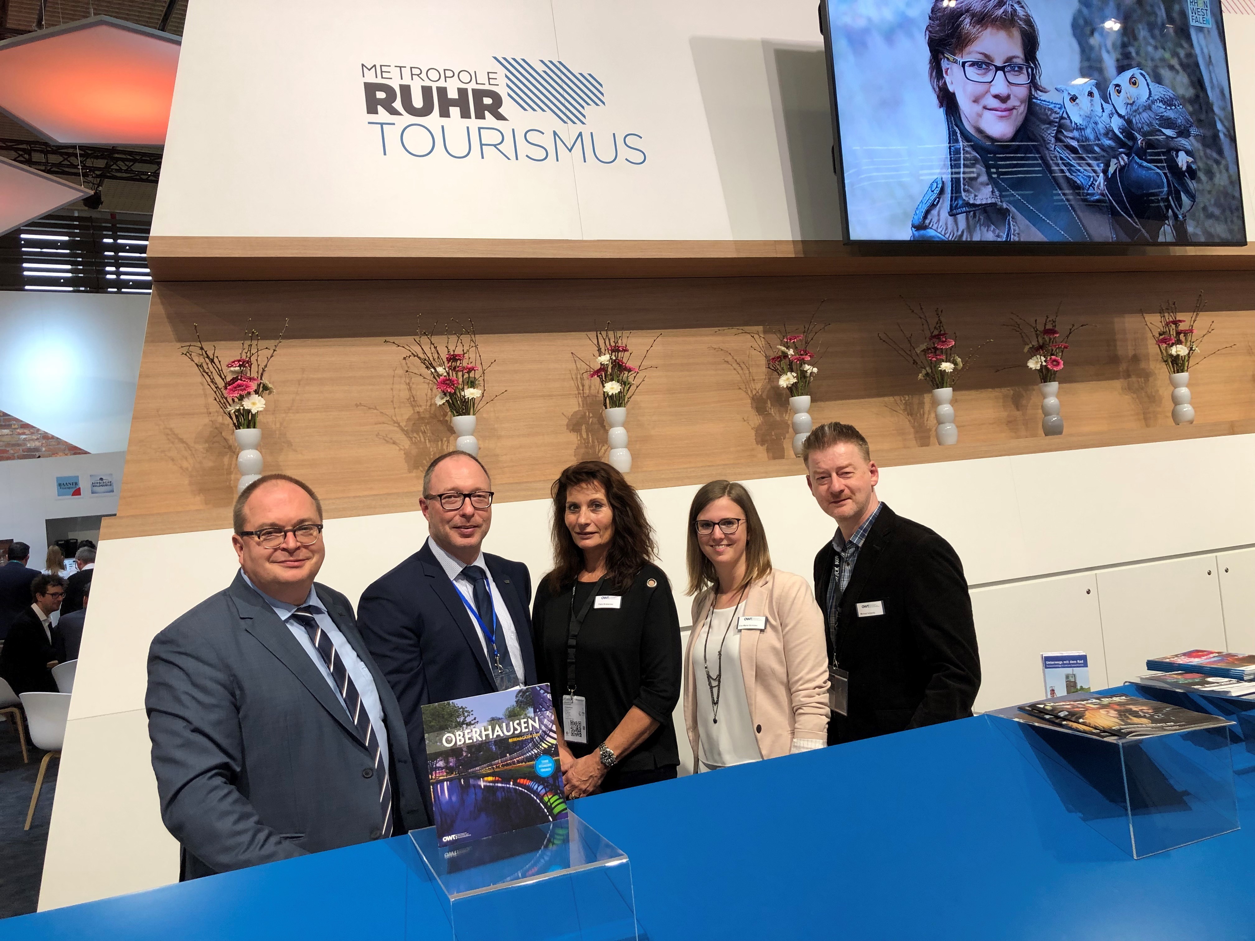 Für Oberhausen in Berlin im Einsatz. Das OWT-Team rund um Geschäftsführer Frank Lichtenheld (l.) und Rainer Suhr, OWT-Spartenleiter für Tourismus (2.v.l.) . Foto: privat