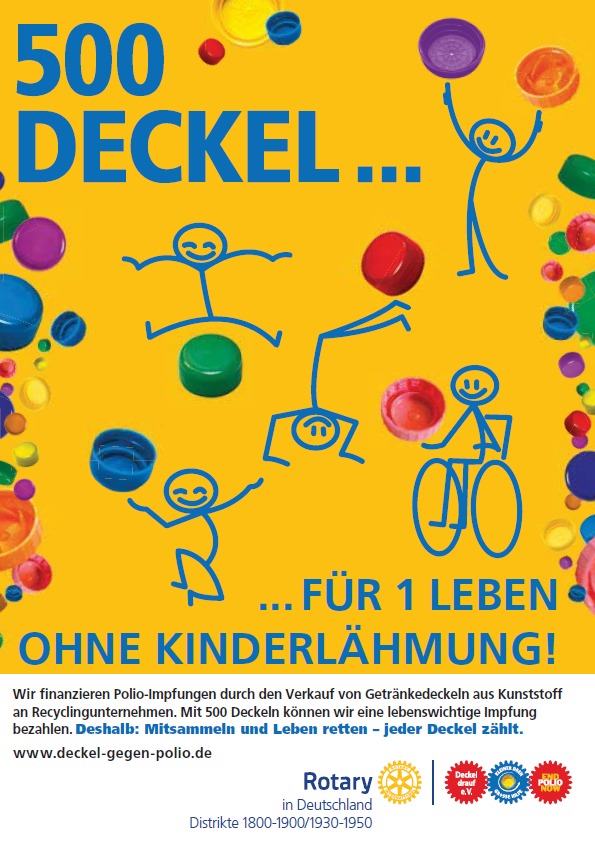 Deckel gegen Polio - Die Hosel Märkte sammeln die Flaschendeckel des Leerguts.