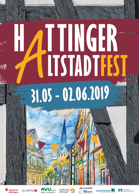 Das ist der Plakat-Entwurf des Hattinger Studenten Dennis Prymus, der von der Jury einstimmig für das Altstadtfest 2019 ausgewählt wurde.