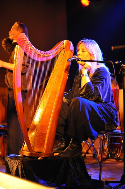Barbara Gerdes an der keltische Harfe.