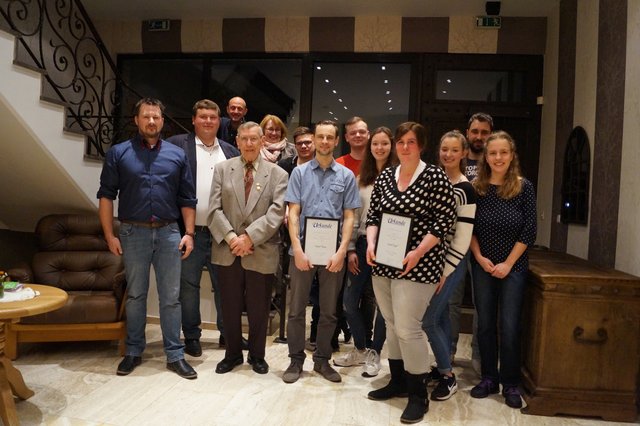 Jubilare 2019 mit dem 1. Vorsitzenden Patrick Linz (2. von links)